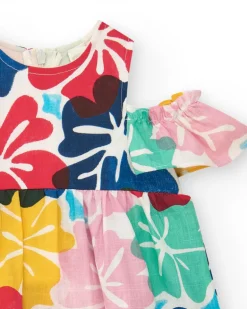 Robe pour fille avec imprimé floral et épaules découvertes