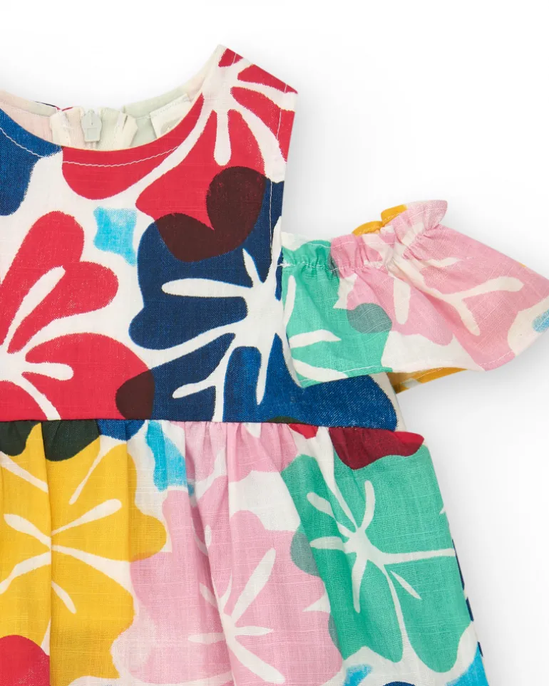 Robe pour fille avec imprimé floral et épaules découvertes