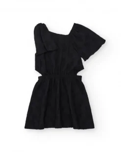 Robe pour fille en noir avec manches courtes bouffantes.
