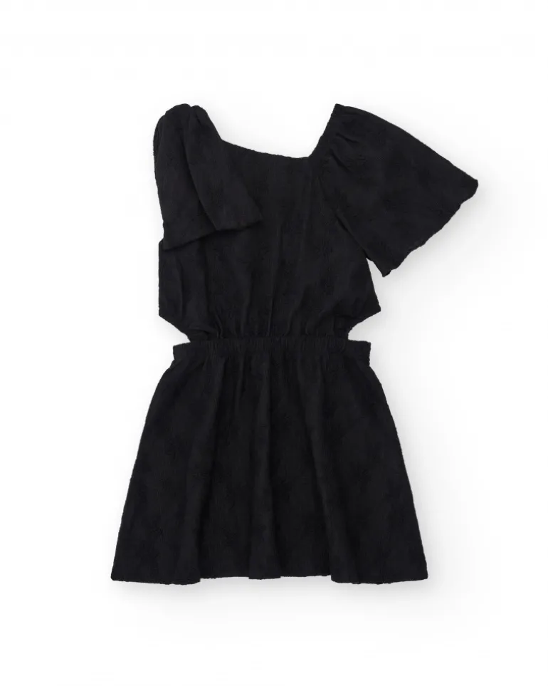 Robe pour fille en noir avec manches courtes bouffantes.