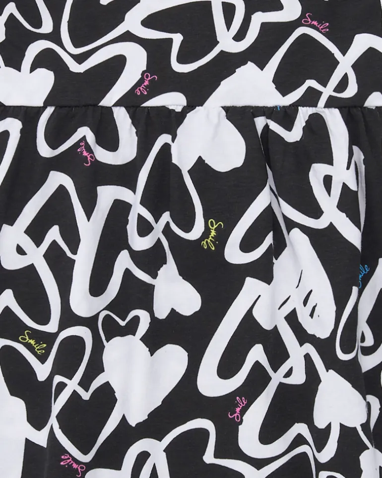 Robe pour fille en noir avec bretelles ajustables et appliques.