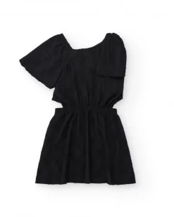 Robe pour fille en noir avec manches courtes bouffantes.