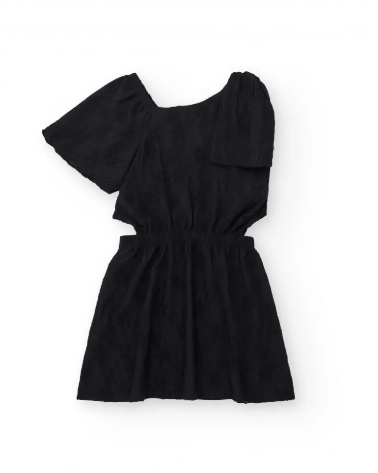 Robe pour fille en noir avec manches courtes bouffantes.