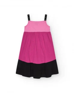 Robe pour fille en rose sans manches avec clous.