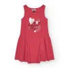Robe pour fille en rouge sans manches avec cœurs imprimés