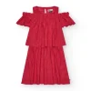 Robe pour fille en rouge avec volants et épaules dénudées