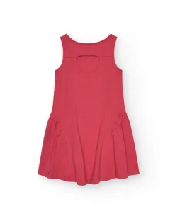 Robe pour fille en rouge sans manches avec cœurs imprimés