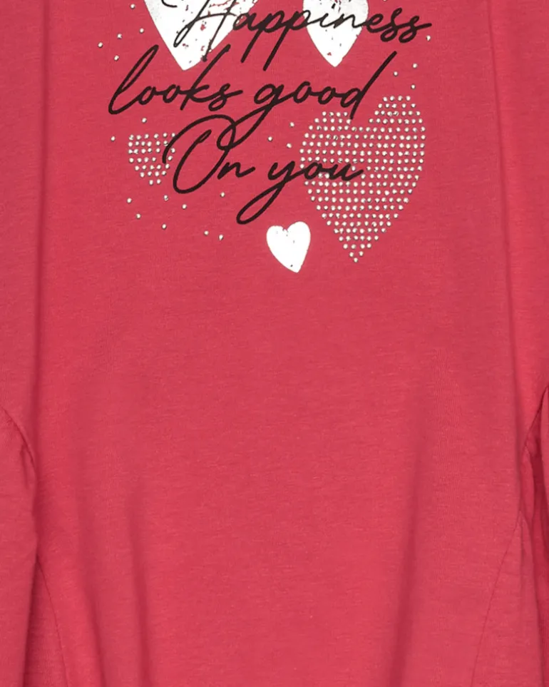 Robe pour fille en rouge sans manches avec cœurs imprimés