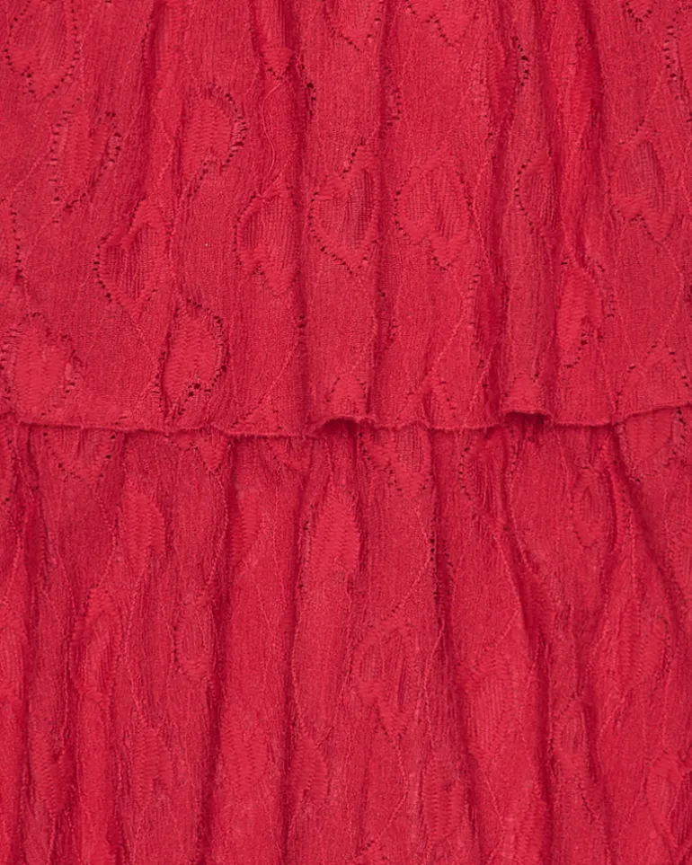 Robe pour fille en rouge avec volants et épaules dénudées