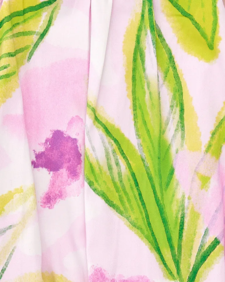 Robe rose florale pour fille avec effet plissé