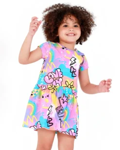 Robe rose pour fille avec imprimé d’
