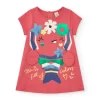 Robe rose pour fille avec crabe et détails marins