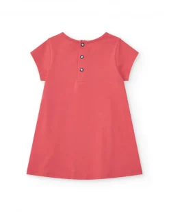 Robe rose pour fille avec crabe et détails marins