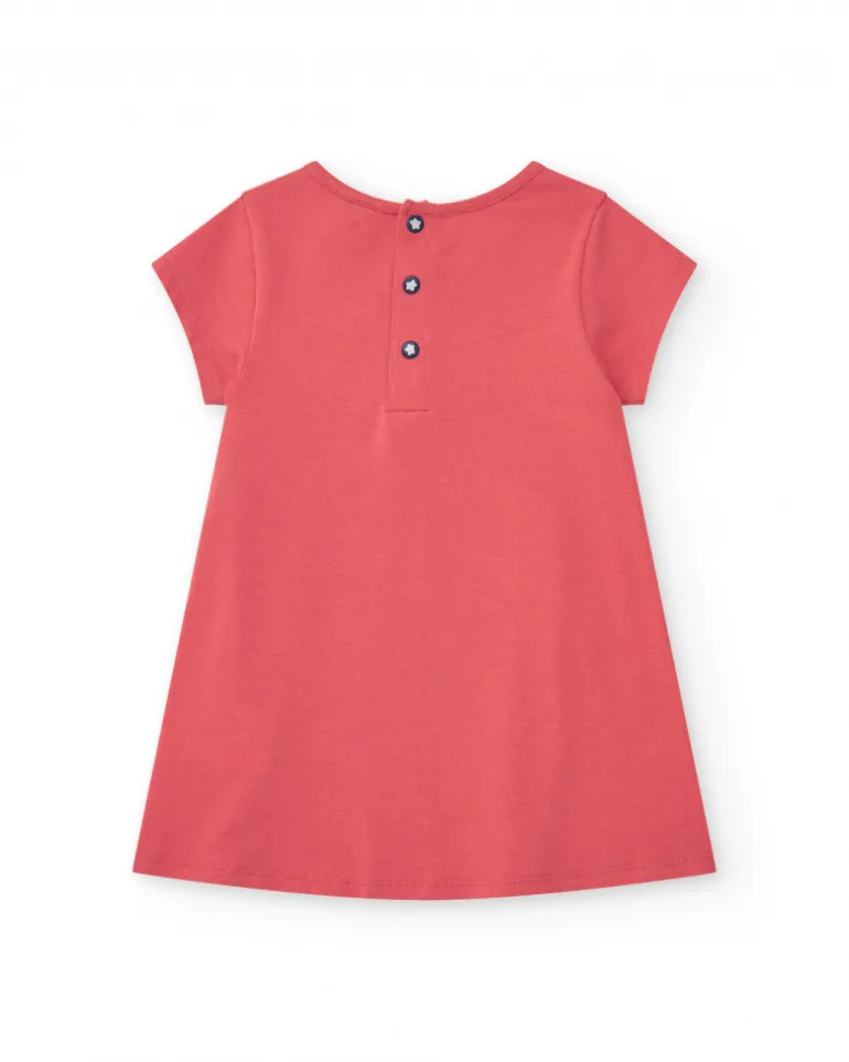 Robe rose pour fille avec crabe et détails marins