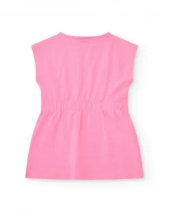 Robe rose pour fille avec imprimé animal et détails métalliques