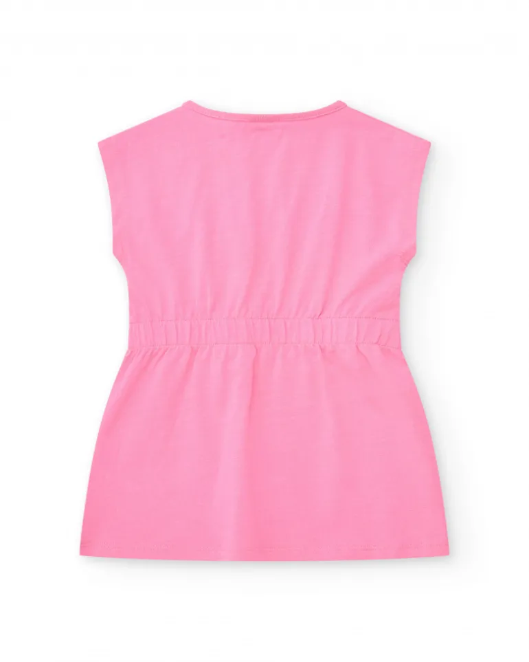 Robe rose pour fille avec imprimé animal et détails métalliques