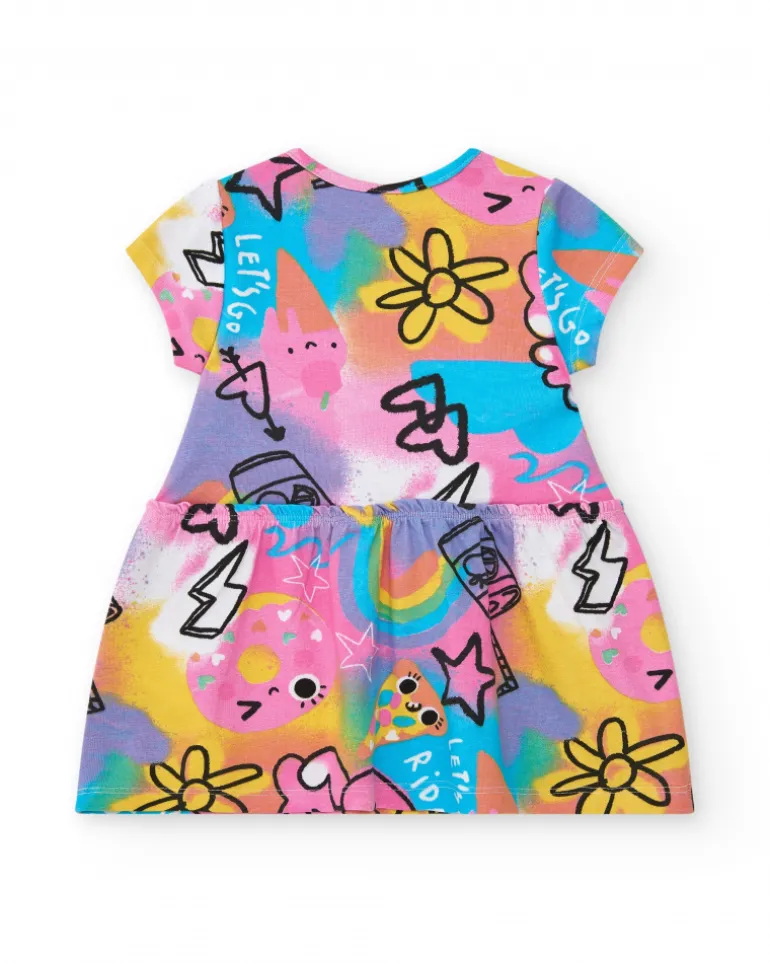 Robe rose pour fille avec imprimé d’