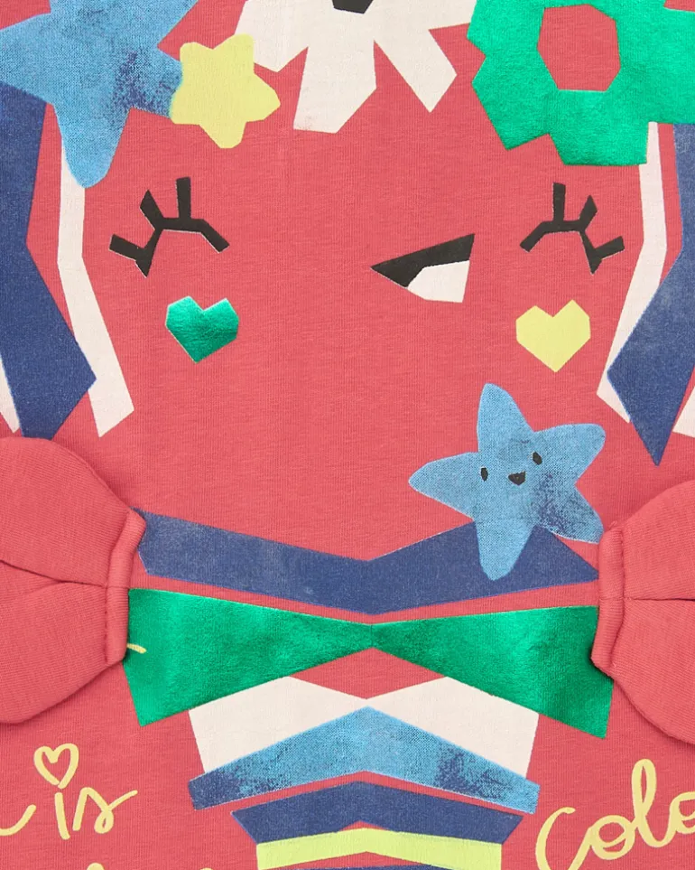 Robe rose pour fille avec crabe et détails marins