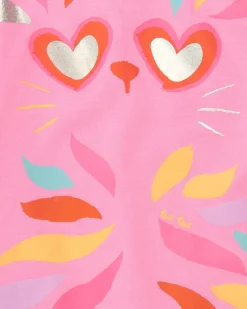 Robe rose pour fille avec imprimé animal et détails métalliques