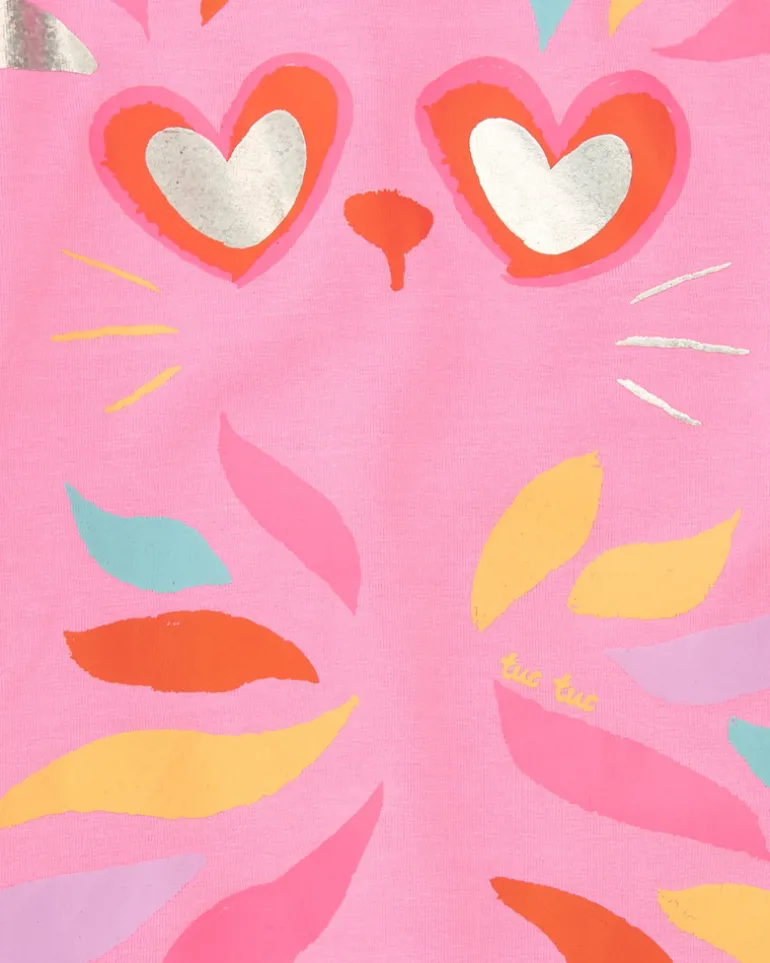 Robe rose pour fille avec imprimé animal et détails métalliques