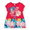 Robe rouge pour fille avec jupe fleurie et détails en sequins