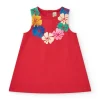 Robe sans manches rouge pour fille avec imprimé floral