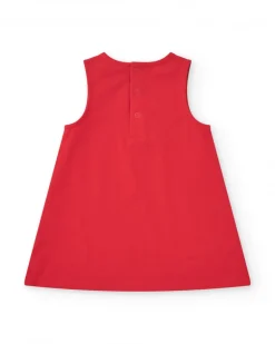 Robe sans manches rouge pour fille avec imprimé floral