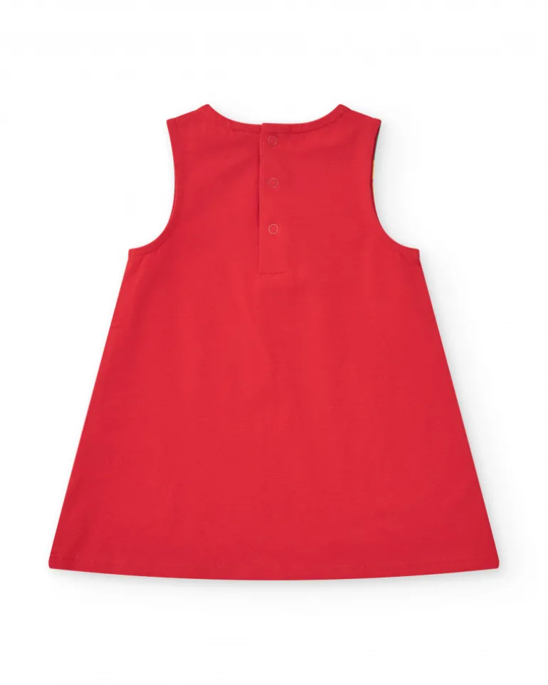 Robe sans manches rouge pour fille avec imprimé floral