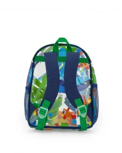 Sac à dos bleu pour garçon avec poissons et poche transparente