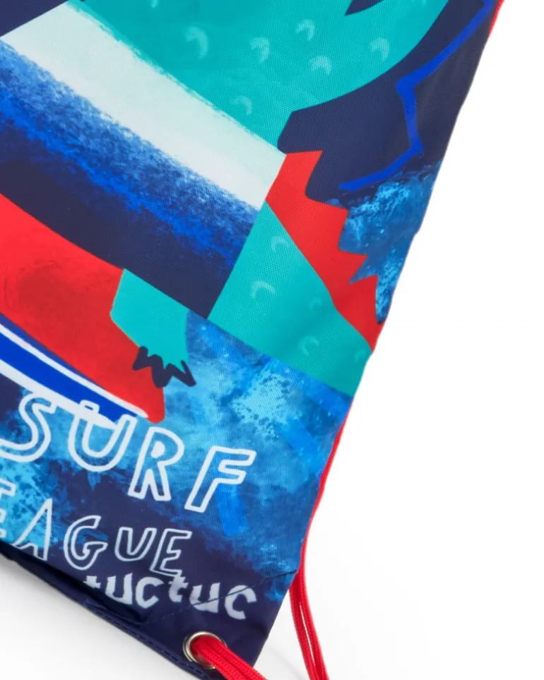 Sac à dos bleu pour garçon avec imprimé de crocodile surfeur