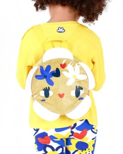 Sac à dos doré pour fille avec bretelles jaunes