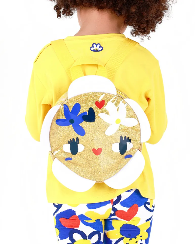 Sac à dos doré pour fille avec bretelles jaunes