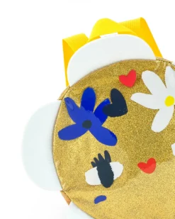 Sac à dos doré pour fille avec bretelles jaunes