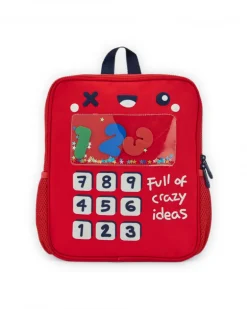 Sac à dos enfant rouge avec calculatrice design collection Big Brains