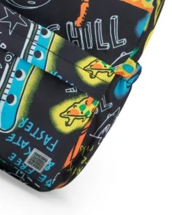 Sac à dos noir pour garçon avec imprimé de guitares, pizzas et étoiles