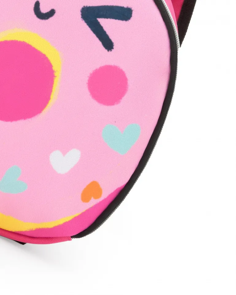 Sac à dos rose pour fille avec donut et cœurs