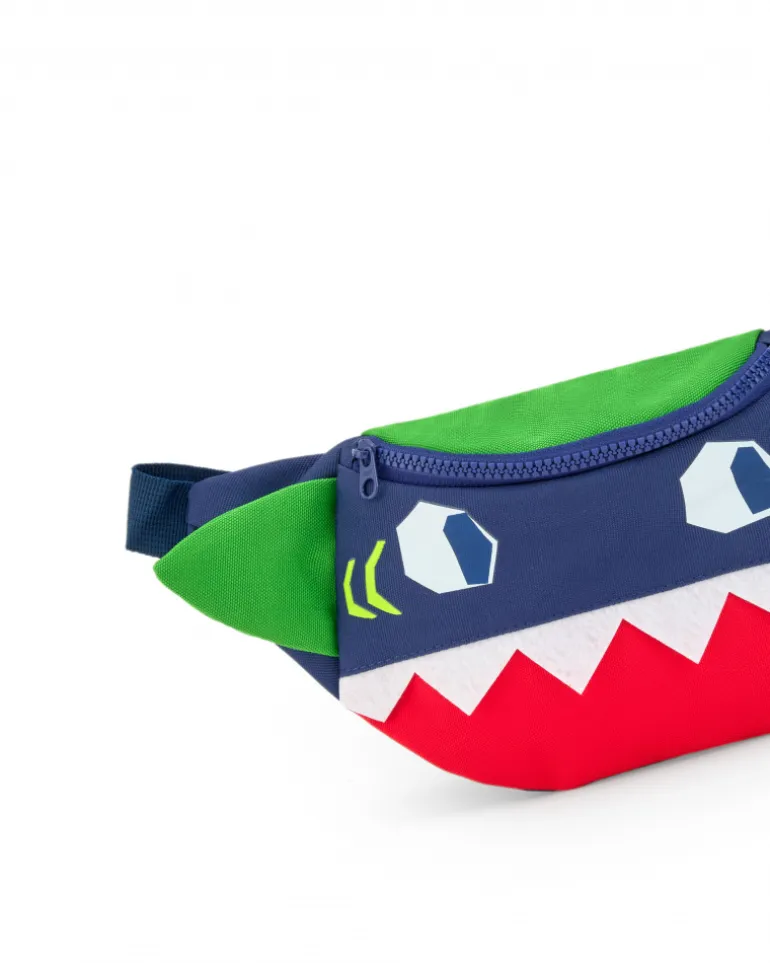 Sac banane bleu marine pour garçon avec détails verts et rouges