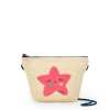 Sac en raphia beige pour fille avec étoile rose