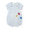 Salopette et t-shirt en tricot pour garçon avec imprimé de carreaux bleus