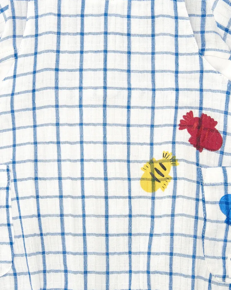 Salopette et t-shirt en tricot pour garçon avec imprimé de carreaux bleus