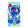 Serviette bleue pour garçon avec design de pieuvre