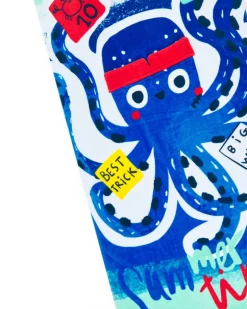 Serviette bleue pour garçon avec design de pieuvre