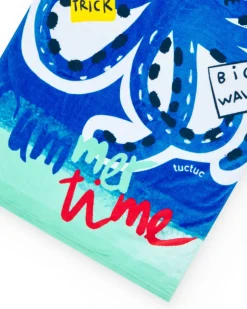 Serviette bleue pour garçon avec design de pieuvre