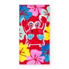 Serviette rouge pour fille avec crabe et fleurs