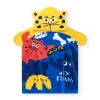 Serviette-poncho bleue et jaune pour garçon avec capuche à oreilles