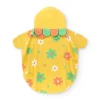 Serviette-poncho jaune pour fille avec imprimé de fleurs et capuche
