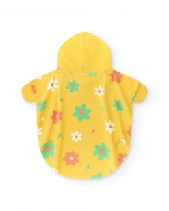 Serviette-poncho jaune pour fille avec imprimé de fleurs et capuche