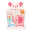 Serviette-poncho pour fille rose avec imprimé tropical et capuche avec oreilles