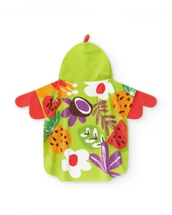 Serviette-poncho pour fille avec imprimé fruité et capuche avec oreilles