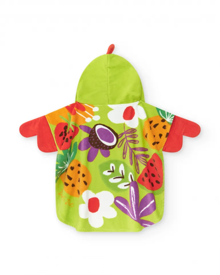 Serviette-poncho pour fille avec imprimé fruité et capuche avec oreilles